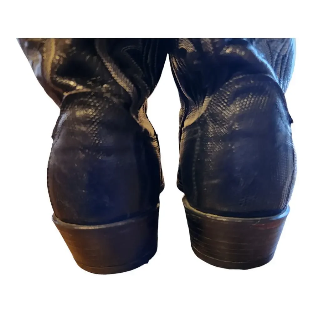 Dan Post‎ Teju exotic cowboy boots sz 10D lizard skin/ leather shaft style 16830
